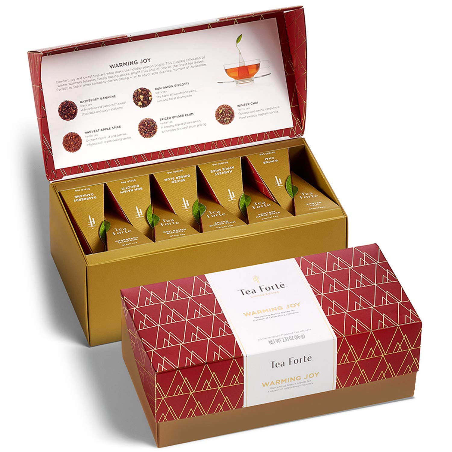 Presentation Box Tea Sampler Gift Set (Warming Joy, Red/Gold)