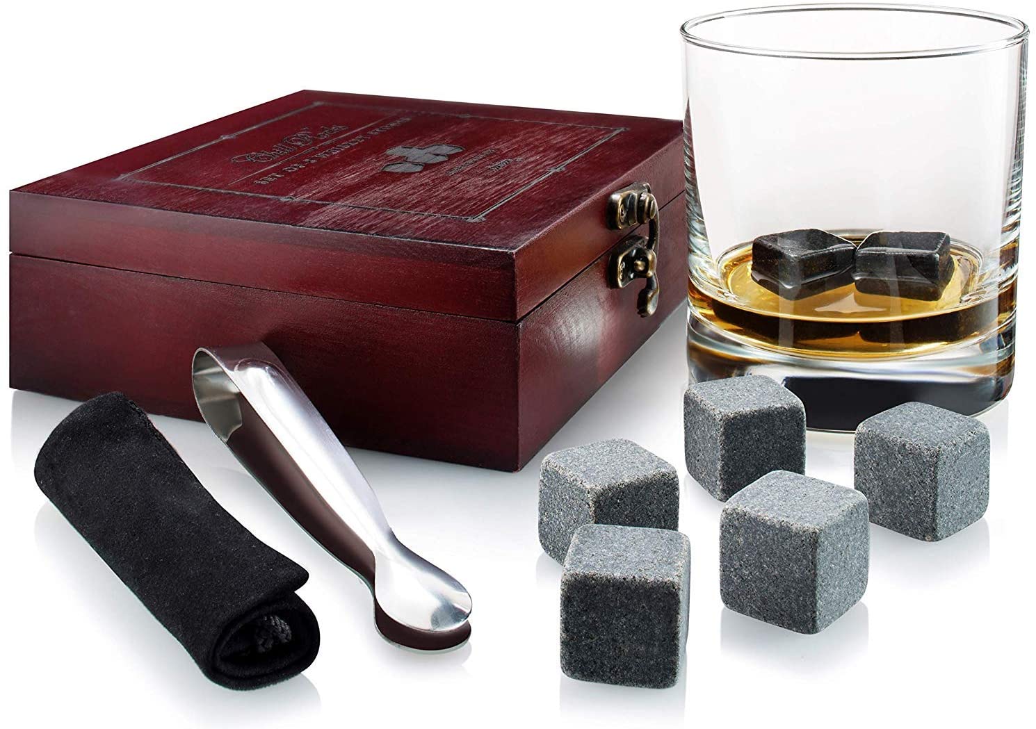 Premium Whiskey Chilling Stones Gift Set in Premium Wooden Gift Box