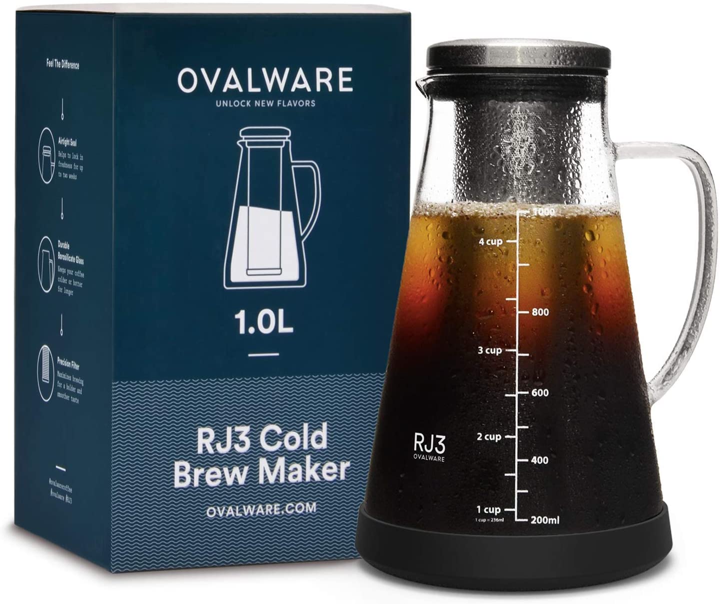 Airtight Cold Brew Iced Coffee Maker and Tea Infuser