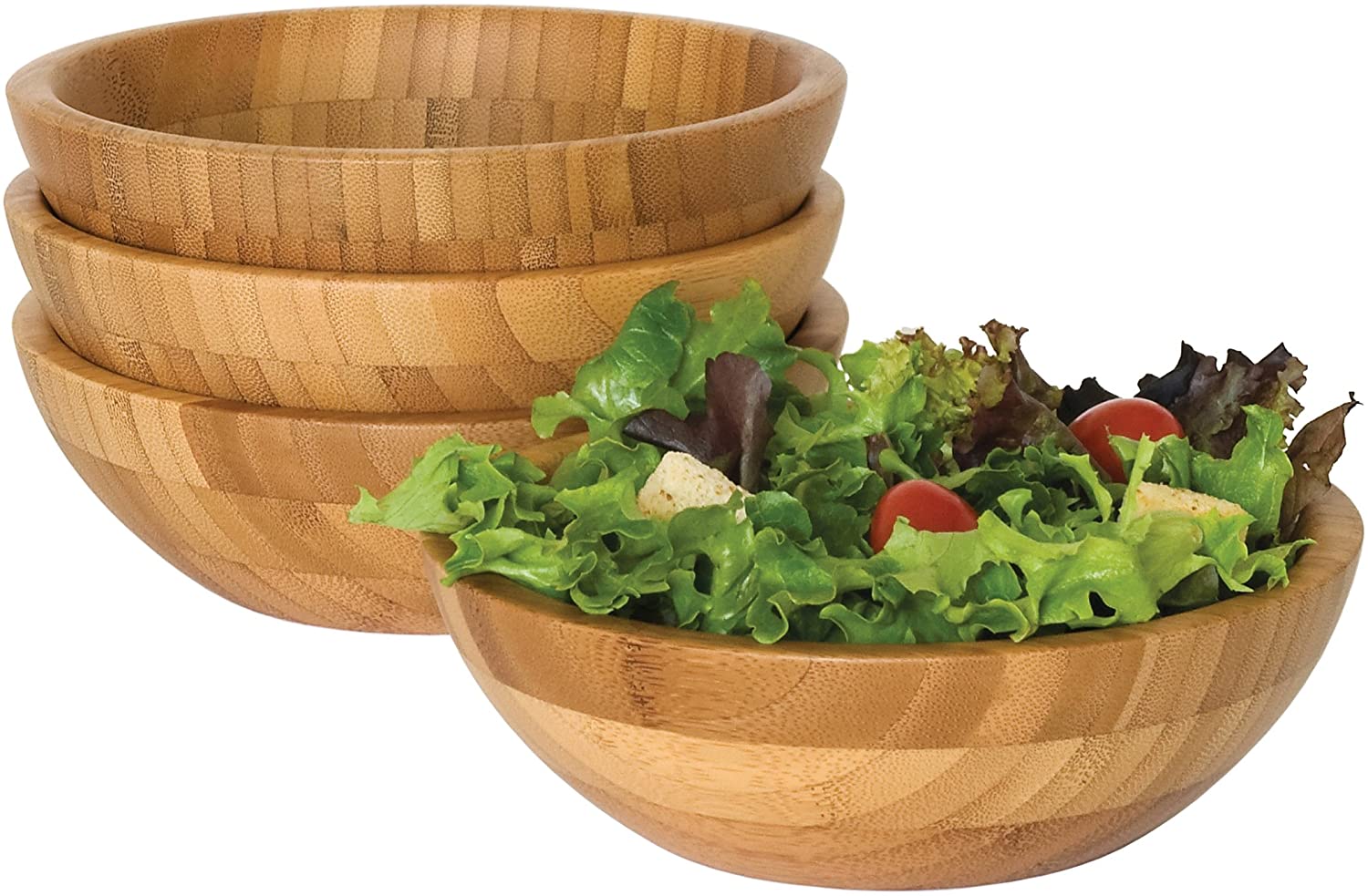 Bamboo Wood Salad Bowls (Set of 4)