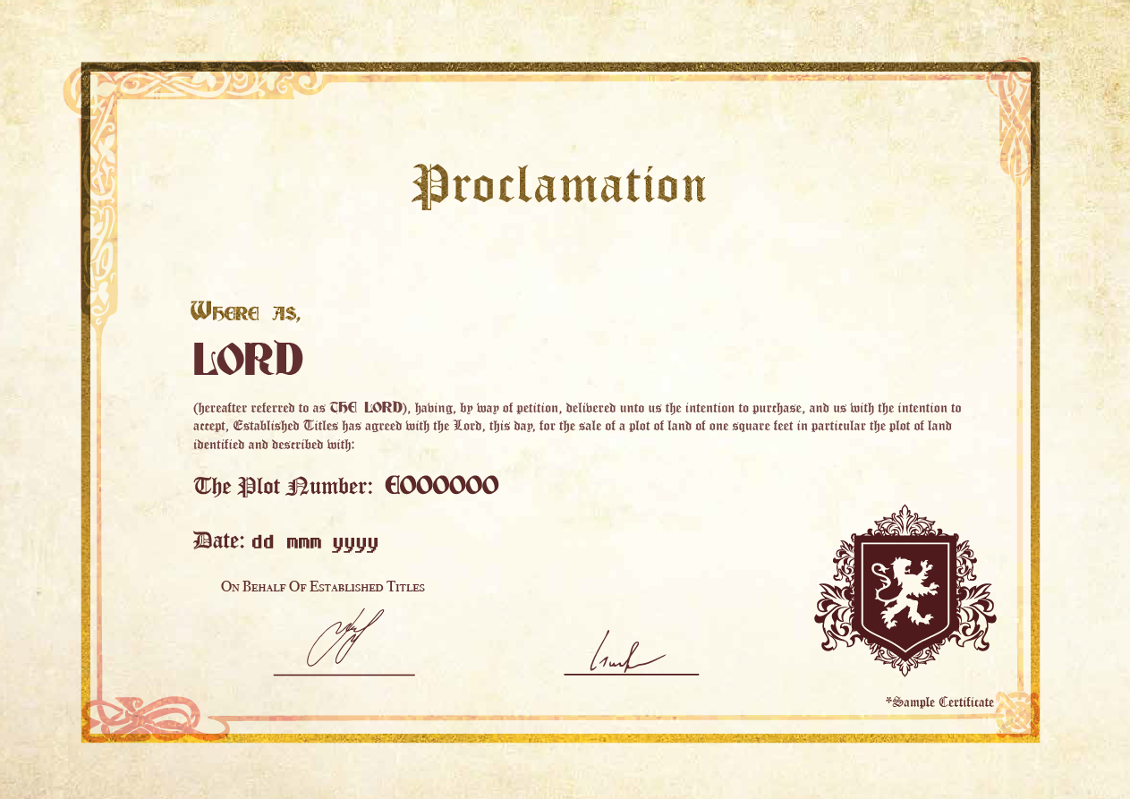 Established Titles: Become a Lord with a Dedicated Plot of Land