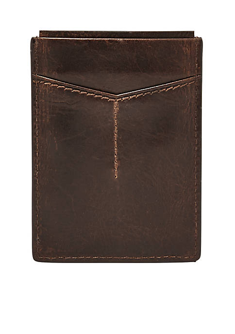 Fossil Men's Leather RFID Blocking Magnetic Card Case Wallet