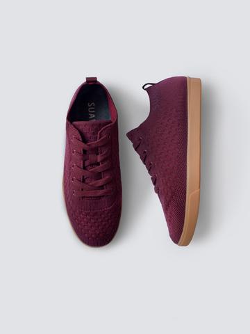 Breathable Knit Sneaker with Gum Sole (Vino)