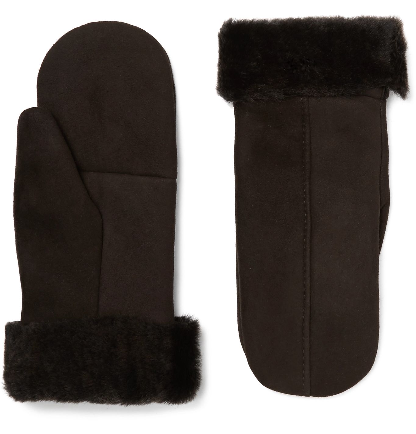 Inverness Shearling-Lined Suede Mittens