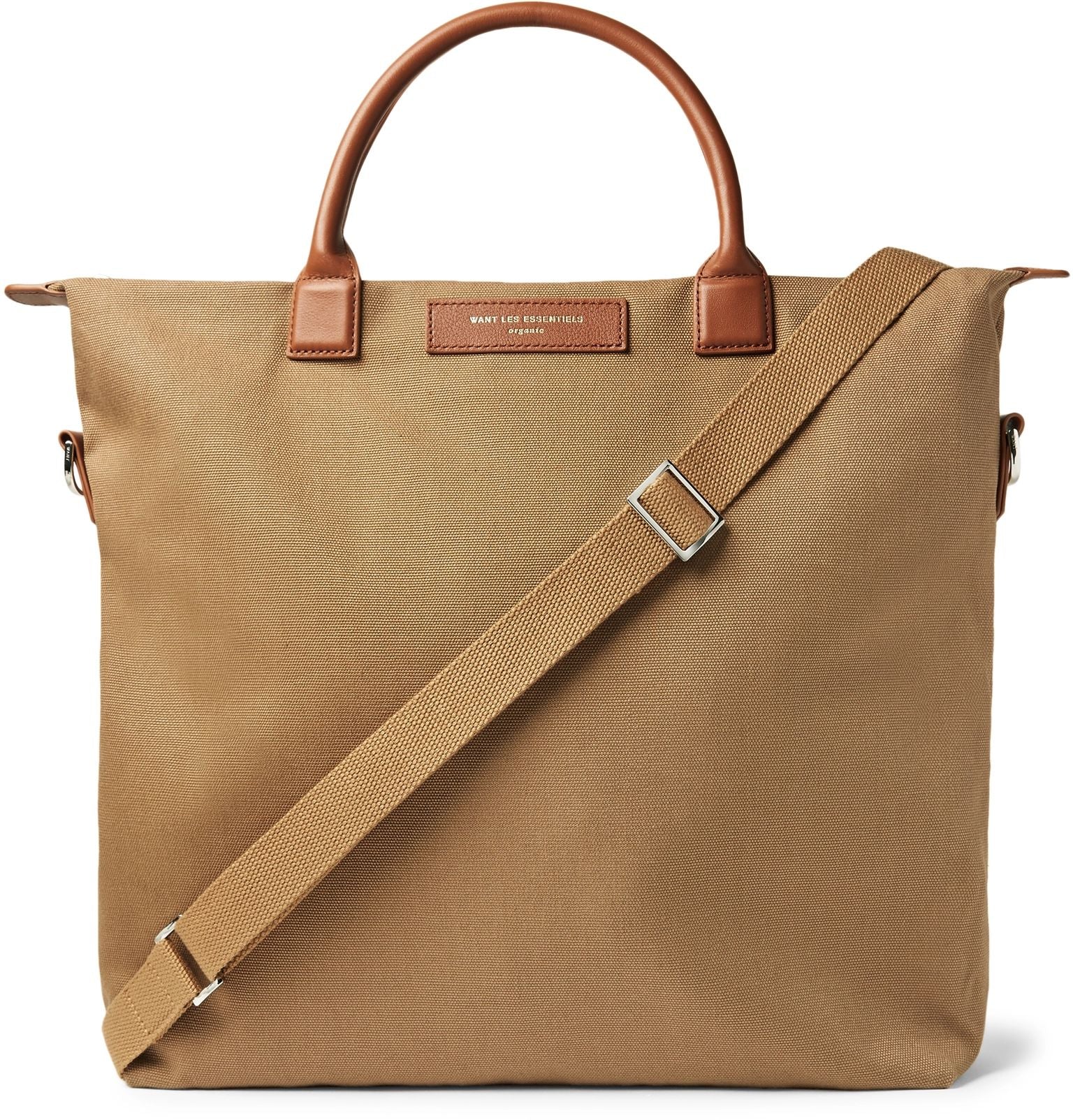 O'Hare Leather-Trimmed Organic Cotton Canvas Tote Bag